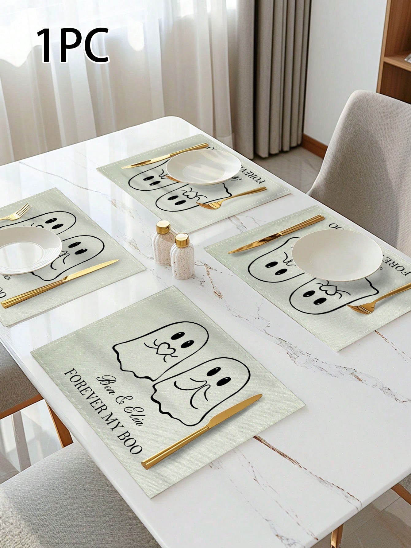 Custom Halloween Ghost Pattern Placemats